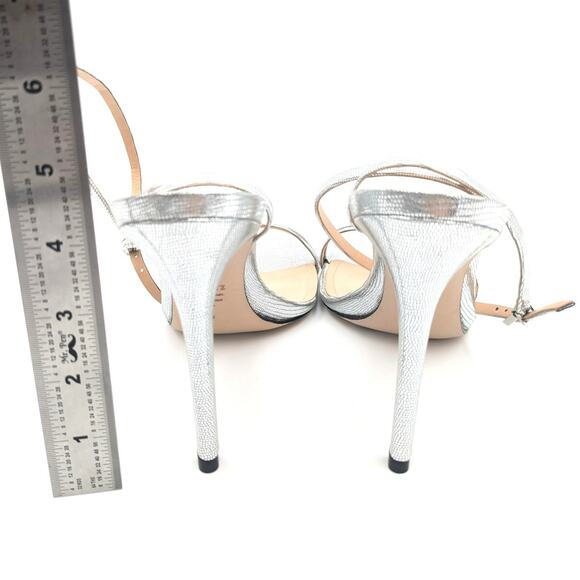 Schutz Altina Women's Embossed Leather Sandals Prata Silver Size US10B EU40 - Picture 7 of 10